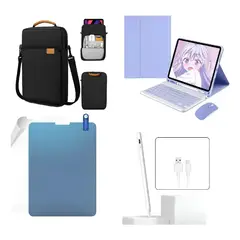 GENERICO - Forro Estuche Teclado + Mouse + Paper Like + Lápiz + Bolso para TABLET SAMSUNG S6 LITE P610 - P615