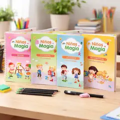 GENERICO - Kit de Caligrafía Infantil 4 Libros y Lapicero de Tinta Mágica