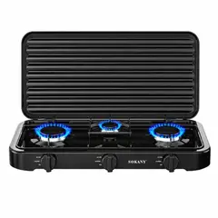 SOKANY - Estufa De Gas 3 Puestos 5.5kw Acero Inoxidable Sk-6003