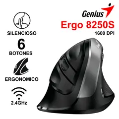 GENIUS - Mouse Vertical Inalámbrico Ergo 8250s Ergonómico Dpi