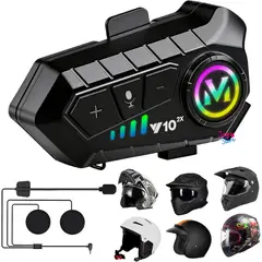 JAYSTORE - Intercomunicador Moto Bluetooth Y10 2X Casco RGB Micrófono