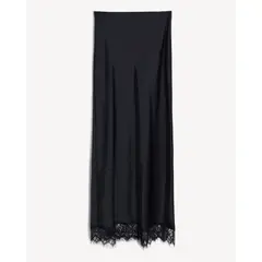 SEVEN SEVEN - Falda Maxi Satinada Encaje Para Mujer Negro