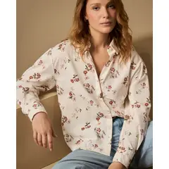 ESPRIT - Camisa Estampada para Mujer de Manga Larga y Corte Relajado