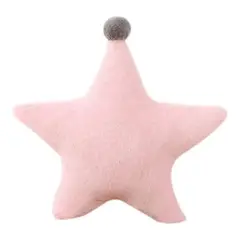 GENERICO - Cojin Decorativo Infantil Diseño Estrella En Peluche Corto Color Rosado Decoración Hogar
