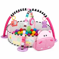 GENERICO - Tapete De Actividades Didáctico Y Piscina De Pelotas Hipopótamo BE 668-33 color Rosa