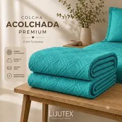 GENERICO - Cubrelecho Colcha Quilt Turquesa Sensación Algodón - Doble Full - Elegancia y Confort Premium