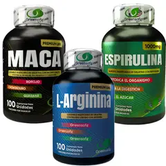 NATURAL MEDICINE - Maca Negra + L-Arginina + Espirulina - Kit Energía y Rendimiento Premium