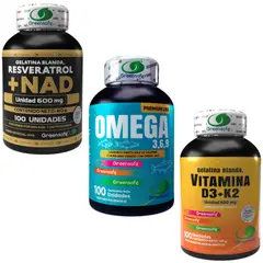 NATURAL MEDICINE - NAD + Liposomal + Resveratrol + Omega 3 6 9 + Vitamina D3 K2 - Kit Longevidad y Energía