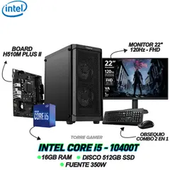 INTEL - PC GAMER - CORE I5 -10400T - 16GB RAM - 512GB SSD - MONITOR 22" 120Hz FHD + COMBO 2 EN 1