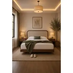 MOBILIARIA ALTA GAMA MONSIER - Cama Flotante Premium Essenza Soft Moderna Madera De Roble Y Flor Morado Doble