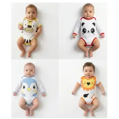 BABY KDS - Set x4 Bodys para Bebé Niño 0-3 Meses - Multicolor