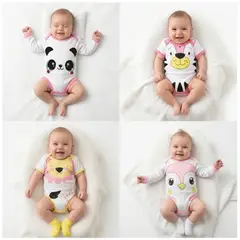 BABY KDS - Set x4 Bodys para Bebé Niña 0-3 Meses - Multicolor