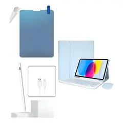 GENERICO - Forro Estuche Teclado + Mouse + Paper Like + Lápiz Para IPAD PRO 12.9 20-21-22