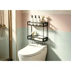 GENERICO - Organizador De Baño Multifuncional 2 Repisas Color Negro