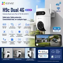EZVIZ - Cámara H9c Dual 4G Doble Lente 3K WiFi 6 IA Visión Nocturna 360° Exterior