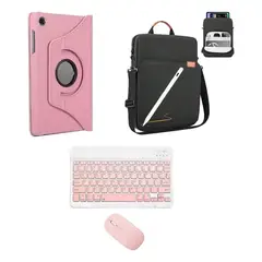 GENERICO - Forro Estuche 360 Giratorio + Teclado + Mouse + Lápiz + Bolso Para Tablet SAMSUNG A9 8.7  X110 - X115
