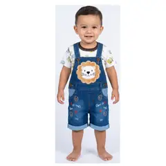 BABY KDS - Conjunto para Niño con Camiseta y Overol Jean | Tallas 1 a 3 Años