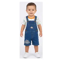 BABY KDS - Conjunto para Niño con Camiseta y Overol Jean | Tallas 1 a 3 Años