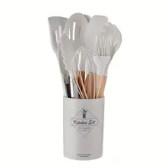 TRIPLE CLEAN - Set de 18 utensilios de cocina con soporte blanco
