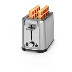 BLACK & WHITE - Tostadora Black+Decker de 2 rebanadas Inox