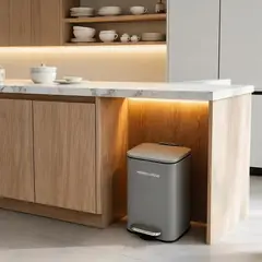 POLASUP - Papelera Con Pedal 6L Acero Inoxidable Tapa Silenciosa Antihuellas Para Baño Cocina Hogar