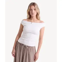 SEVEN SEVEN - Blusa Con Esccote Bandeja Para Mujer Beige