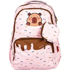 MULTIBAGS - MOCHILA MALETA MALETIN MORRAL BOLSO VIAJE CAPIBARA COLEGIO TRABAJO KAWAII-ROSA