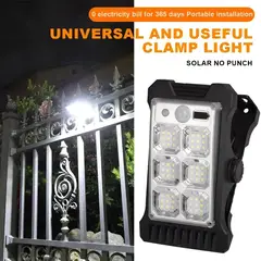 GENERICO - Lámpara Solar LED con Clip y Sensor de Movimiento, Carga Solar y USB Tipo