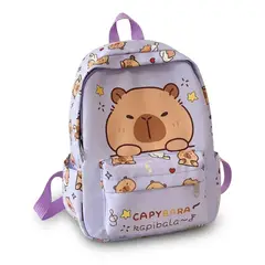 MULTIBAGS - MORRAL MOCHILA ESCOLAR INFANTIL CAPIBARA COLEGIO KAWAII-LILA