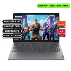 Lenovo - PORTATIL V15 G6 AMD RYZEN 7 170, RAM DDR5 24GB DISCO SSD 2TB, PANTALLA 15.6" FHD, GRIS
