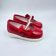 OTRAS MARCAS - Baletas Charol Perlas Moño Rojo