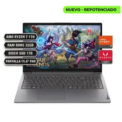 Lenovo - PORTATIL V15 G6 AMD RYZEN 7 170, RAM DDR5 32GB DISCO SSD 1TB, PANTALLA 15.6" FHD, GRIS OSCURO
