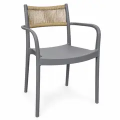 GENERICO - Silla Comedor Exterior Con Brazos Trani Para Restaurante Cafetería Terraza 75x53x56 cm