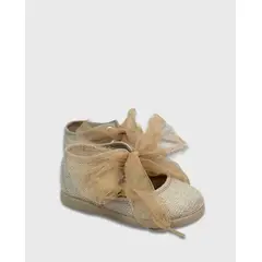 TOKOLATE - Baletas Merceditas Cordon Tul Beige