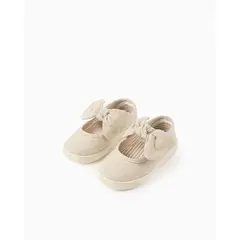 ZIPPY - Baleta Velcro Detalle Moño Beige