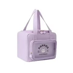 AEROBAG - LONCHERA PORTACOMIDA TÉRMICA IMPERMEABLE BOLSO TELA JEAN ALMUERZO ESCOLAR COLEGIO-LILA