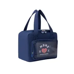 AEROBAG - LONCHERA PORTACOMIDA TÉRMICA IMPERMEABLE BOLSO TELA JEAN ALMUERZO ESCOLAR COLEGIO-AZUL TURQUI