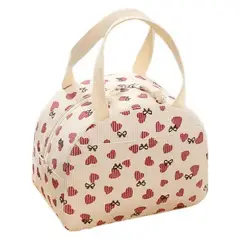 AEROBAG - LONCHERA PORTACOMIDA TÉRMICA IMPERMEABLE BOLSO TELA GAMUZA ALMUERZO ESCOLAR COLEGIO-CORAZONES