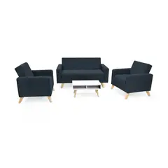 HOGAR VENECIA - Set de Sala Baru Tela Plomo con Mesa Barza