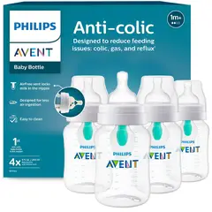 PHILIPS AVENT - Combo 4 Unidades Biberon Avent Con Valvula Anticolico 9 Oz