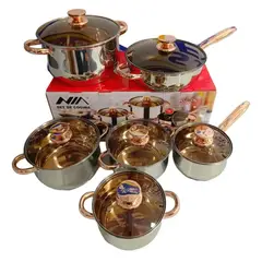 NIA - Juego Ollas Original - Batería Cocina 12 Piezas Acero Inoxidable