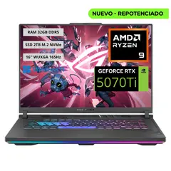ASUS - Portatil Gamer ROG STRIX G16 2025 - RYZEN 9 8940HX - 32GB - 2TB - RTX 5070TI 12GB