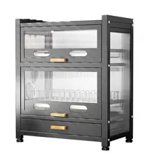 ZHOPI CO - Escurridor Con Gabinete Doble Con Tapa Y Cajón Organizador