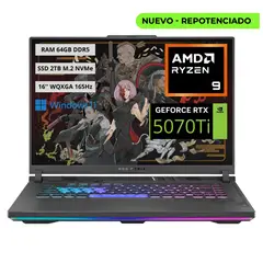 ASUS - Portatil Gamer ROG STRIX G16 2025 - RYZEN 9 8940HX - 64GB - 2TB - RTX 5070TI 12GB