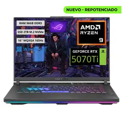 ASUS - Portatil Gamer ROG STRIX G16 2025 - RYZEN 9 8940HX - 96GB - 2TB - RTX 5070TI 12GB