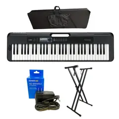 CASIO - Combo CT-S300 Teclado sensible base doble estuche semiduro adaptador