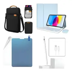 GENERICO - FORRO ESTUCHE TECLADO + MOUSE + PAPER LIKE + LÁPIZ + BOLSO PARA IPAD PRO 12.9 20-21-22