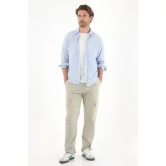 TENNIS - Pantalón en dril con bolsillos tipo cargo verde para hombre