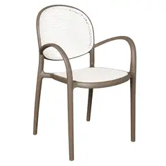 GENERICO - Silla Livorno Con Brazos Comedor Exterior Tipo Ratán PP Resistente Apilable 160 kg