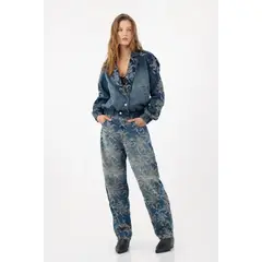 TENNIS - Jean horseshoe con estampado floral en denim para mujer